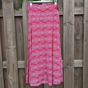 LuLaRoe red and white patterned maxi skirt - 2XL